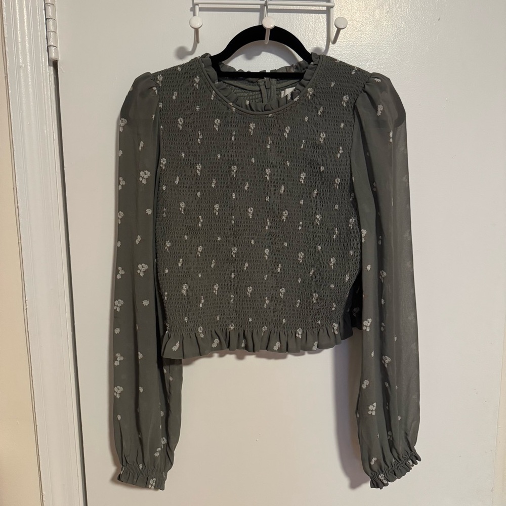 Wilfred Floral Smocked Blouse - Dark Gray